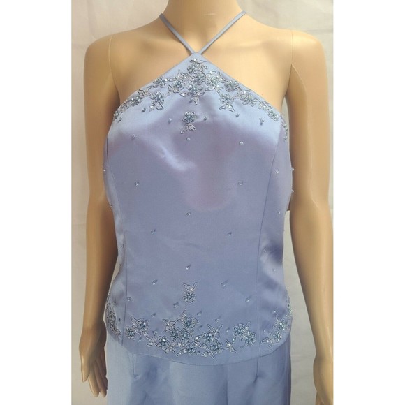 NWT David's Bridal Women's (12) Periwinkle Blue Mock-2 Piece X Neck Prom/Bridal - Picture 3 of 12